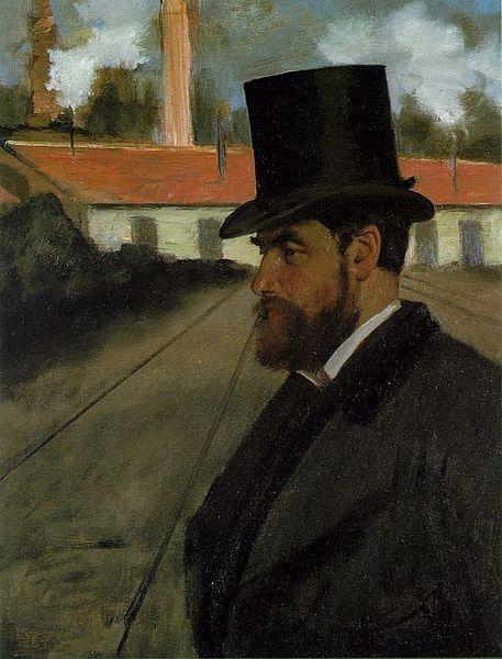 Edgar Degas Henri Rouart in front of his Factory oil painting image